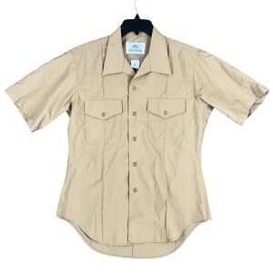 Woolrich Khaki M-1 Military Officers Uniform Short Sleeve Button Up Shirt DPSC